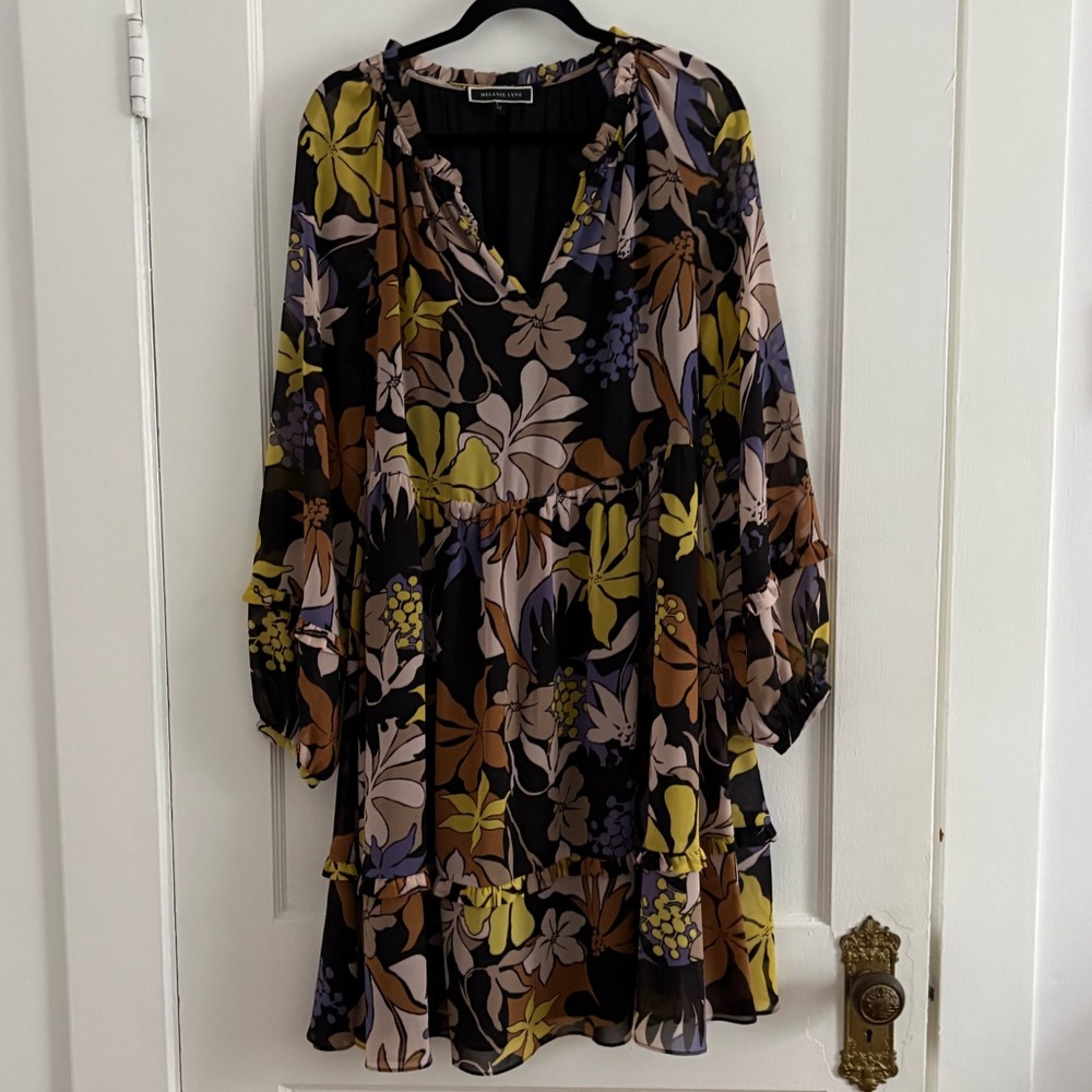 Melanie Lyne New Floral Print V-Neck Dress size 14